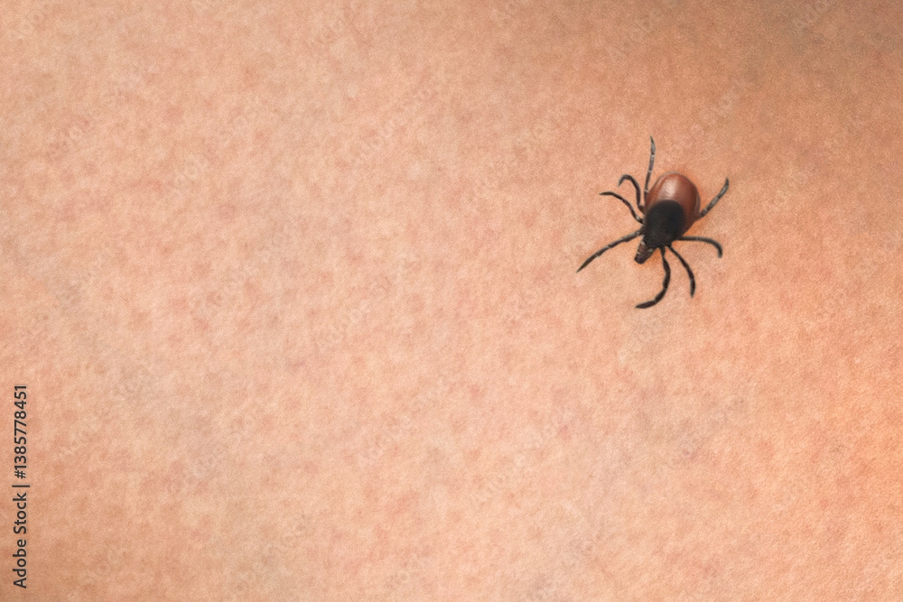Obraz premium Tick on the skin, close up, copy space