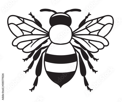 Cute cartoon bee insect with wings flying near a flower