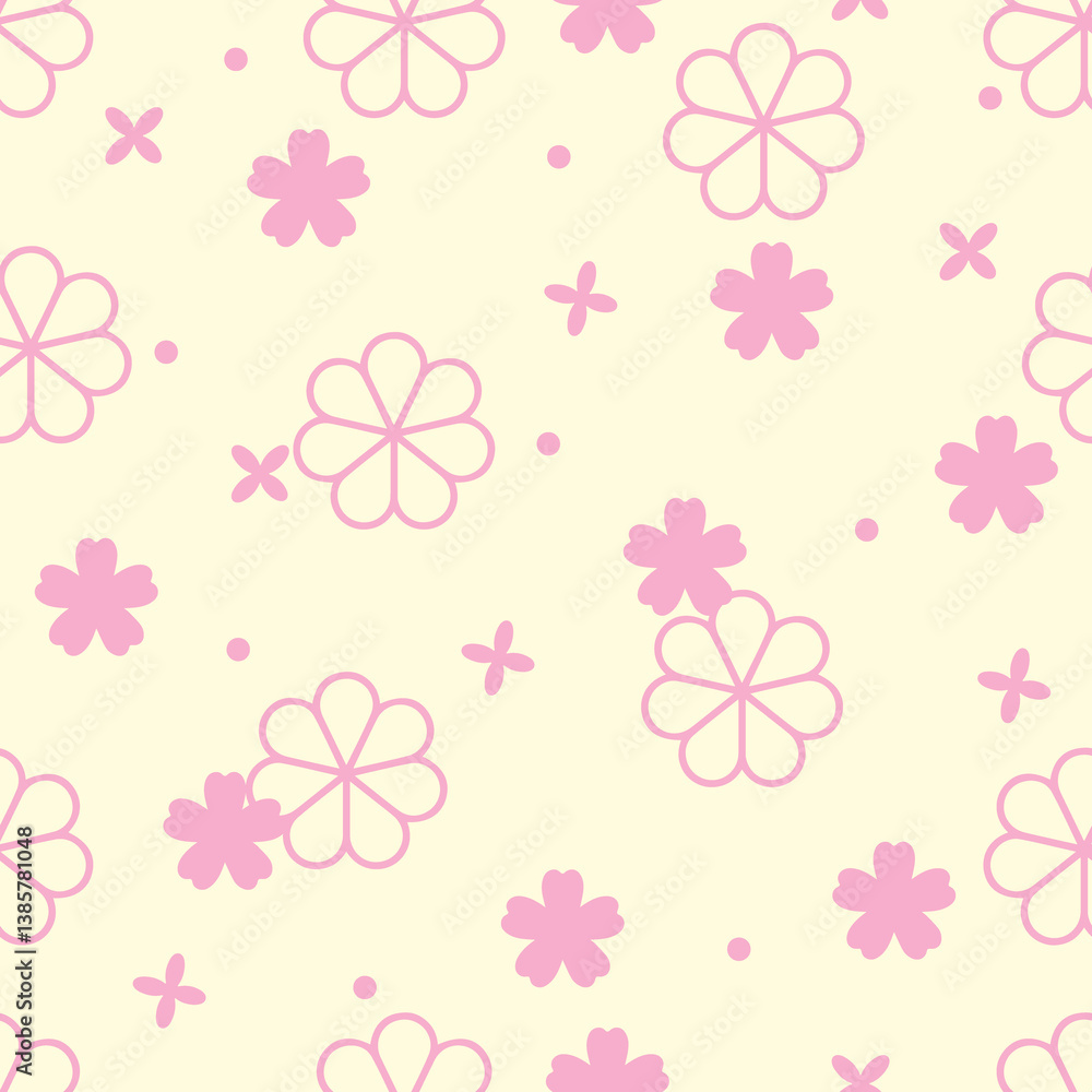 seamless pattern with pink flowers, pastel for texture, print, fabric, decoration, background seamless pattern with pink flowers, pastel for texture, print, fabric, decoration, background