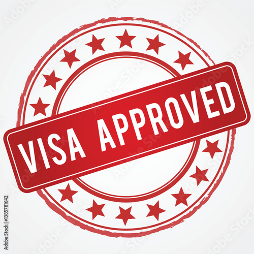 Red Visa Approved Stamp Design