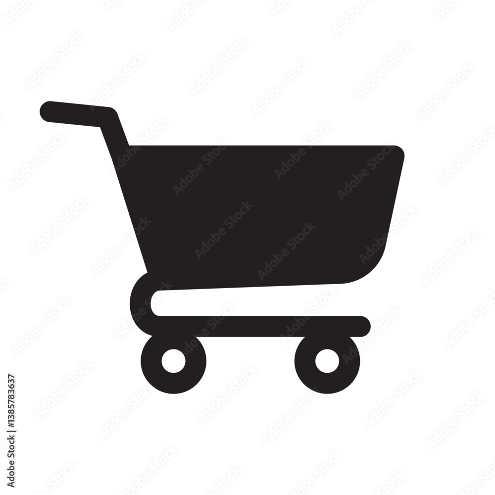 Minimal black solid shopping cart icon Minimal black solid shopping cart icon