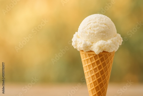 Enjoying Pink Ice Cream Cone on a Sunny Day in a Park Setting