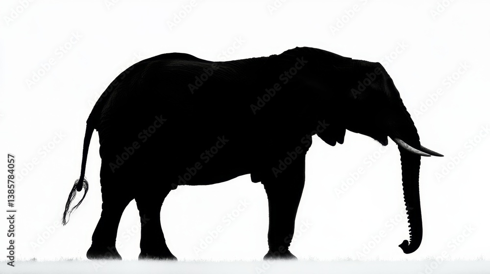 Fototapeta premium Majestic elephant silhouette open space animal photography minimalist style side view nature's grandeur