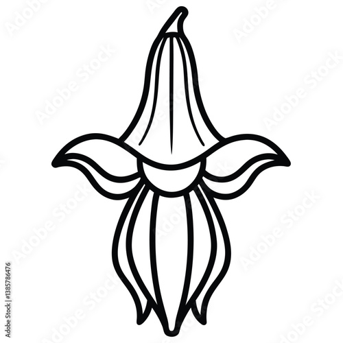A banana blossom icon with a drooping layered.