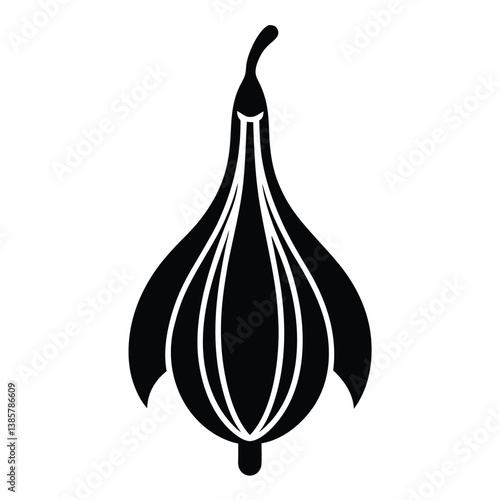 A banana blossom icon with a drooping layered.