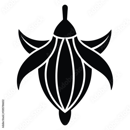 A banana blossom icon with a drooping layered.