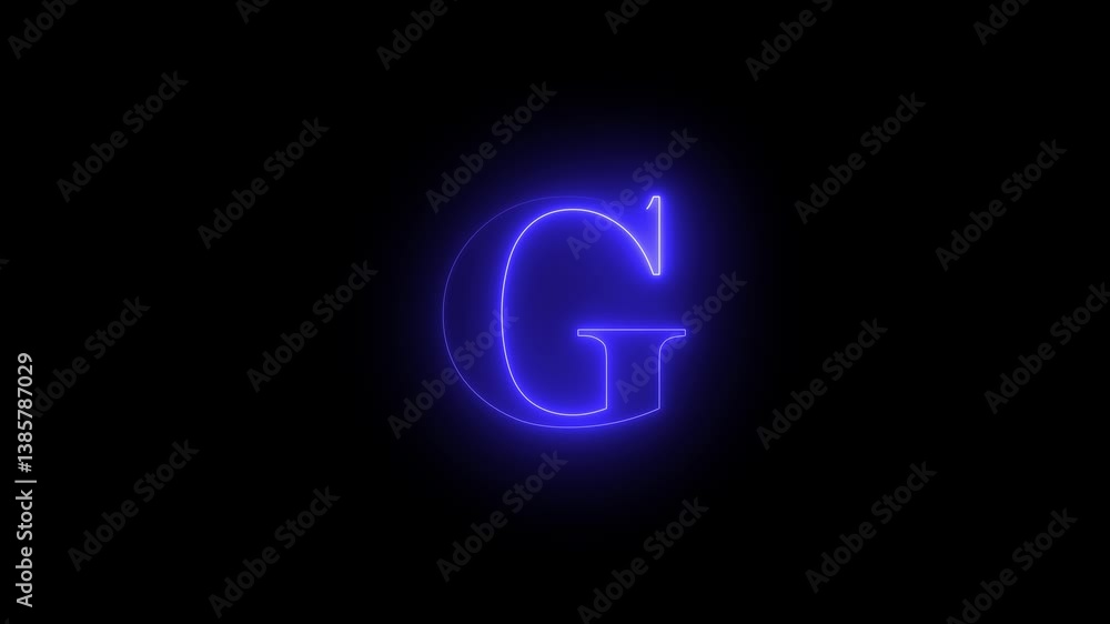 English uppercase alphabet design G. neon letter G with stop motion effect, Educational concept with neon letter. Latter motion in black background. English uppercase alphabet design G. neon letter G with stop motion effect, Educational concept with neon letter. Latter motion in black background.