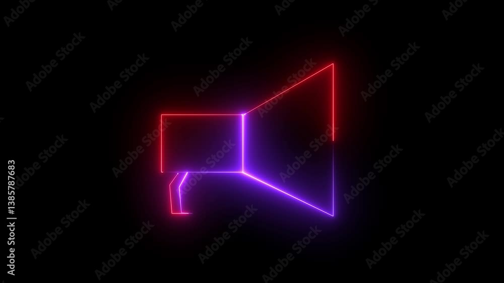 4K Video motion graphic animation icon. Glowing color neon line Microphone icon isolated On air radio mic microphone, Speaker sign, Sound speaker on a black, background. 4K Video motion graphic animation icon. Glowing color neon line Microphone icon isolated On air radio mic microphone, Speaker sign, Sound speaker on a black, background.