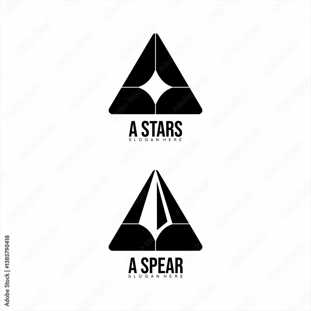 Fototapeta premium Initial letter A logo design with star and spearhead symbol.
