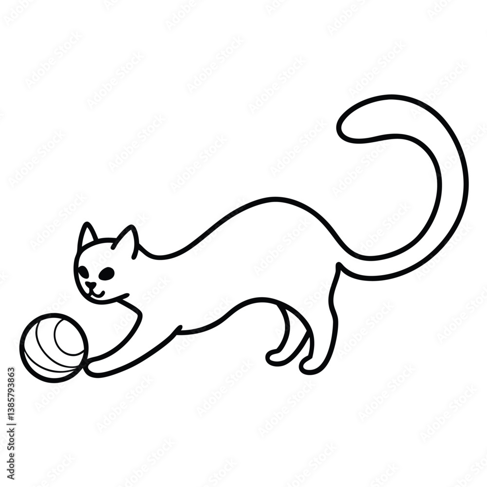 vector illustration of a cat with a ball vector illustration of a cat with a ball