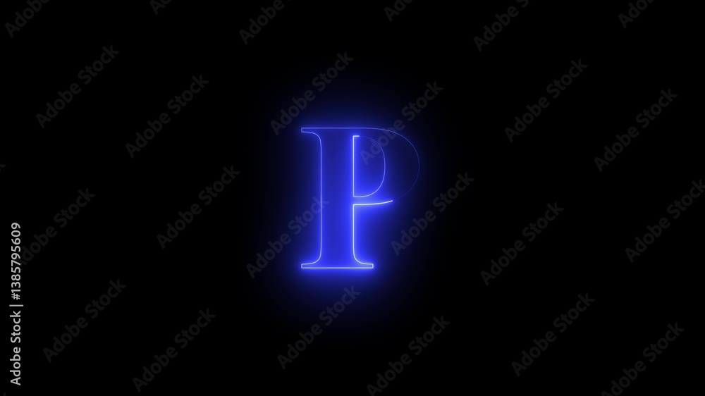 English uppercase alphabet design P. neon letter P with stop motion effect, Educational concept with neon letter. Latter motion in black background. English uppercase alphabet design P. neon letter P with stop motion effect, Educational concept with neon letter. Latter motion in black background.