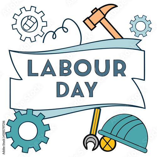 Labour Day Celebration - Tools, Gears, and Hard Hat Design