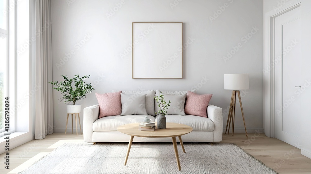 Fototapeta premium Cozy scandinavian living space with bright airy design modern interiors minimalist decor natural light