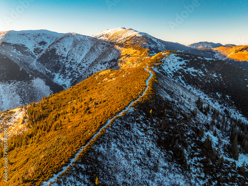 Obraz na płótnie Hike on the Lajstroch in the Low Tatras in winter near Certovica saddle pass w salonie
