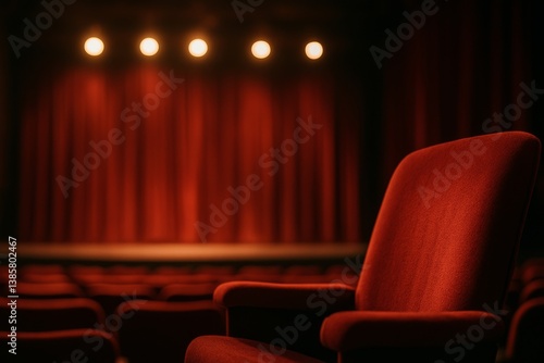 Empty Theater Seat Awaits Audience Before the Evening Performance in a Histor...
