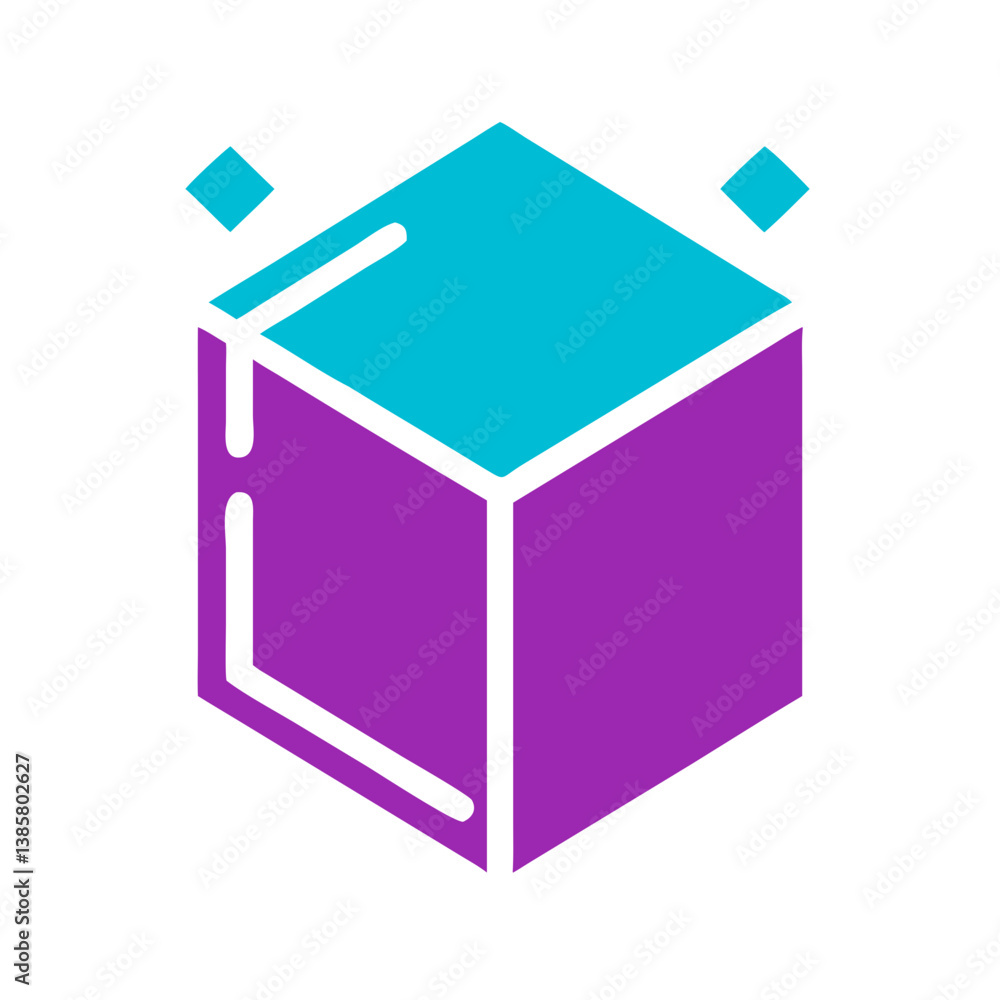 Colorful magic cube illustration with glowing lights Colorful magic cube illustration with glowing lights