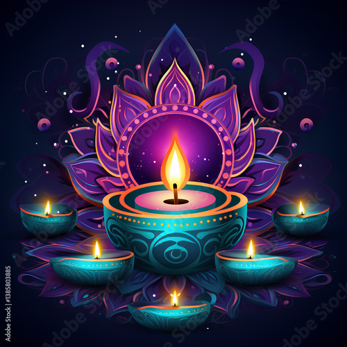 burning candles on a blue background