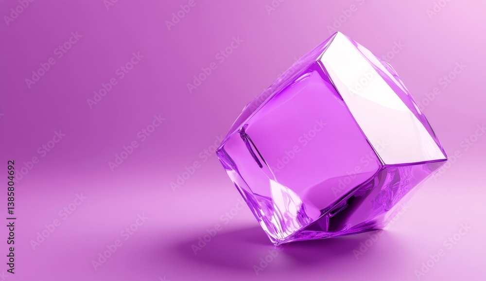 Purple Glass Cube on Vibrant Background Purple Glass Cube on Vibrant Background
