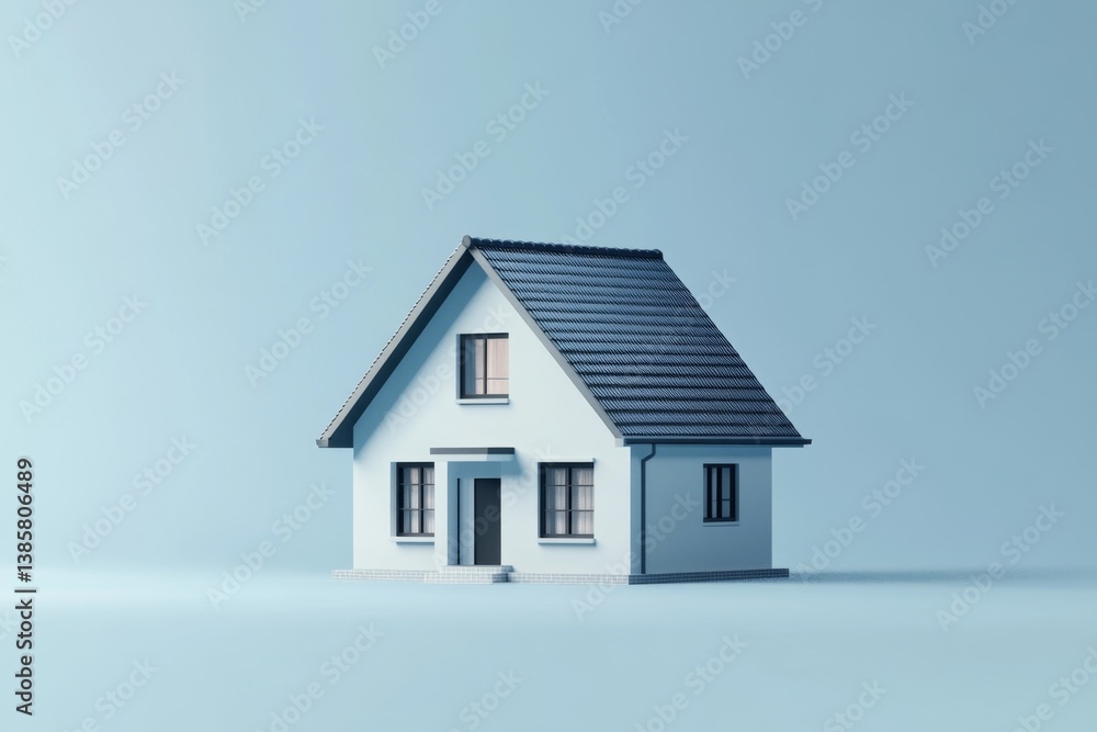 3D model home on light blue background 3D model home on light blue background