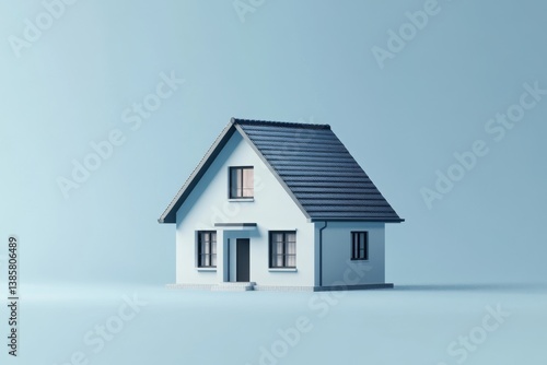 Wallpaper Mural 3D model home on light blue background Torontodigital.ca