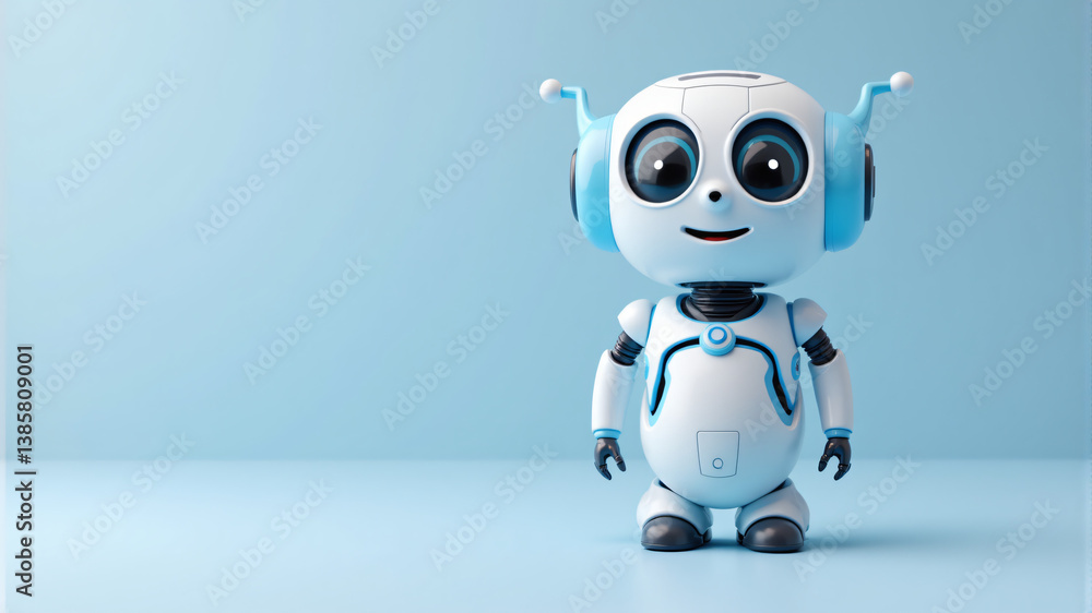 Charming Blue Robot Character Design Charming Blue Robot Character Design