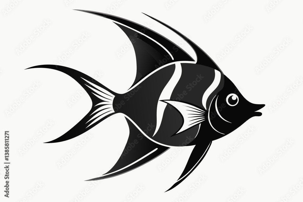 Obraz premium angelfish sihouette black vector