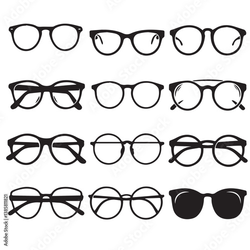 set of eyeglasses man silhouette  Vector illustration on white background