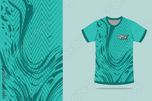 Abstract Turquoise Sports Jersey Design with Marble Texture vector template
