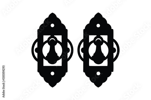 Door knockers silhouette on white background