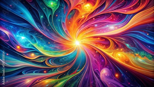 Mesmerized Abstract Banner: Vibrant Swirls and Colors Stock Photo