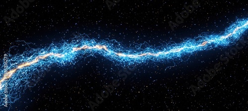 A vibrant depiction of electric currents weaving through a starry background, illustrating the beauty of energy in the cosmos.