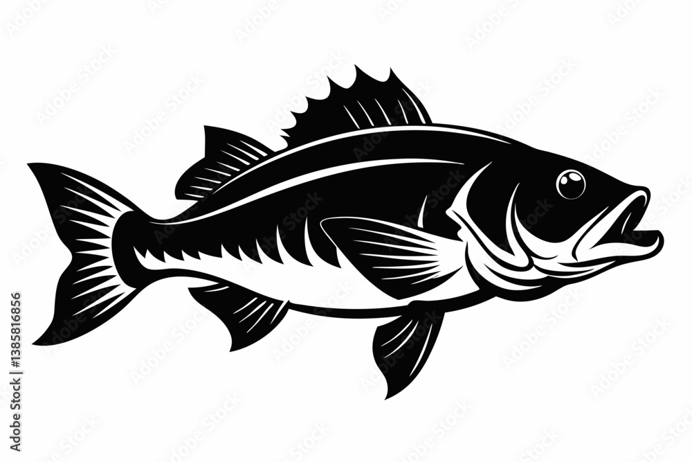 black bass silhouette black vector black bass silhouette black vector