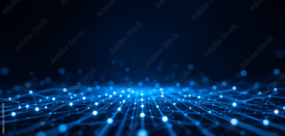 Abstract minimalist cyber protection lines in network style with glowing points in dark blue background, Abstract minimalist cyber protection lines in network style with glowing points in dark blue background,