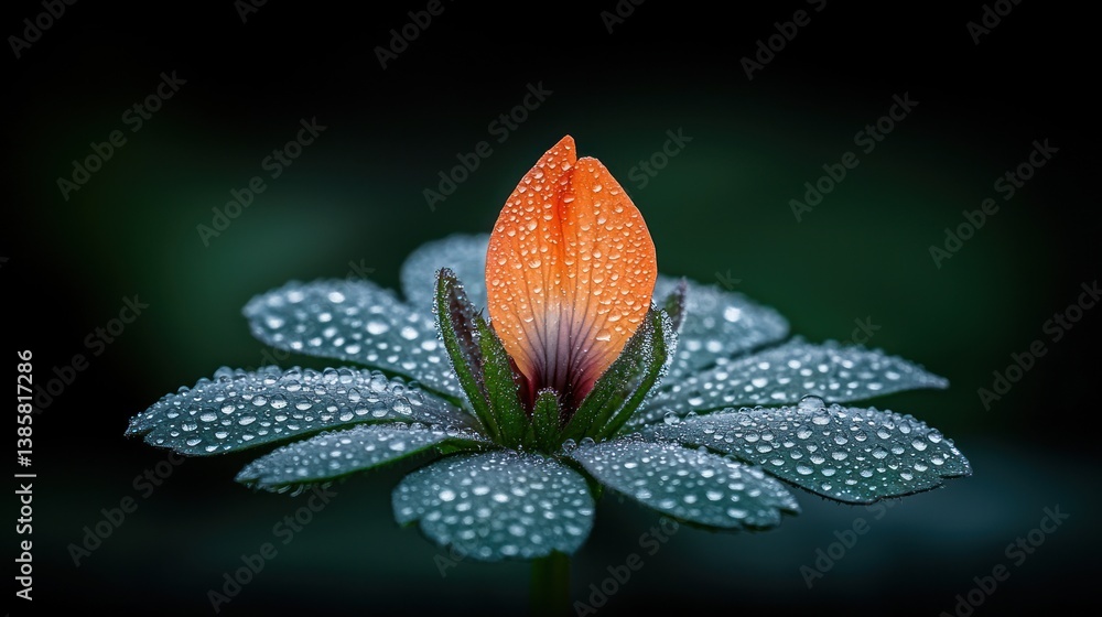Dew-kissed flower in dark background Dew-kissed flower in dark background