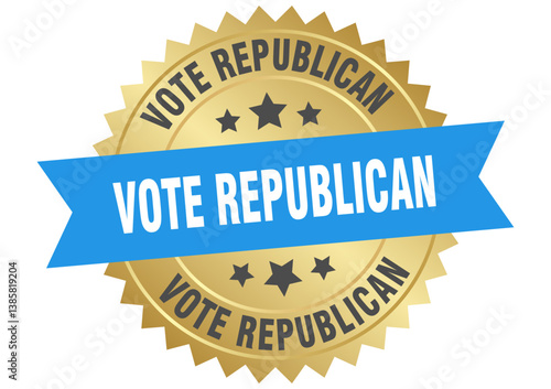 vote republican. vote republican round blue and gold label isolated on transparent background