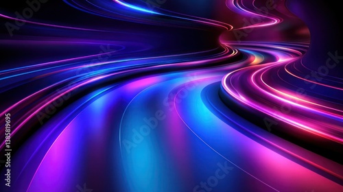 Abstract vibrant tunnel, swirling neon lights