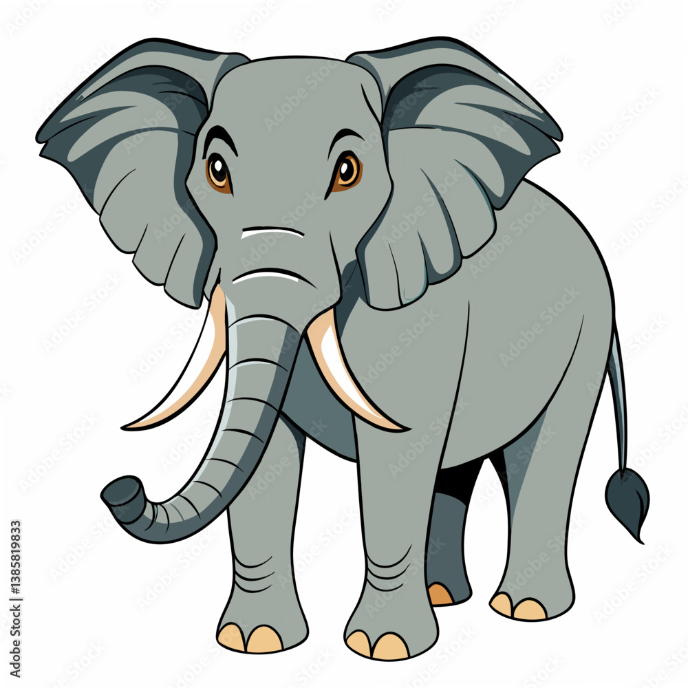 Cartoon cute elephant isolated on white background. Front view. Vector children's illustration Cartoon cute elephant isolated on white background. Front view. Vector children's illustration