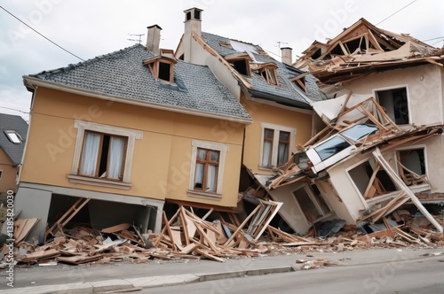 地震, 倒壊, 家屋, 木造, 壊れる, 崩れる, 災害, 耐震, 構造, 手抜き, 廃墟, 無惨, 悲劇, 残骸, 家, ビル, 被災