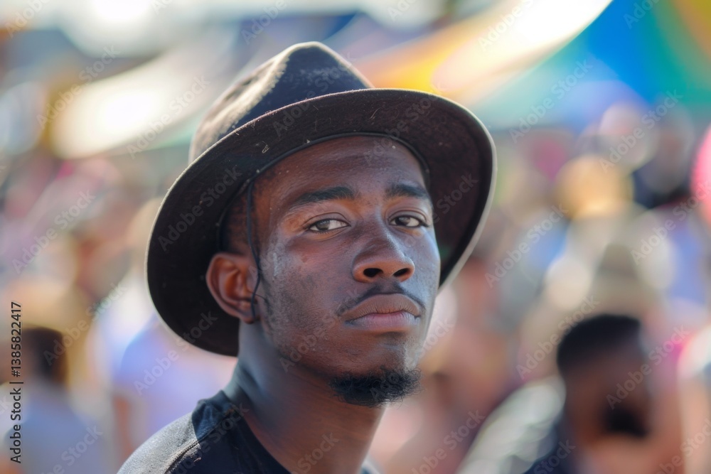 Portrait of a young african american man at a music festival Portrait of a young african american man at a music festival