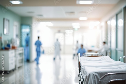 病院、医療機関、クリニックの明るいハイキー、ソフトフォーカスボケ背景イメージ