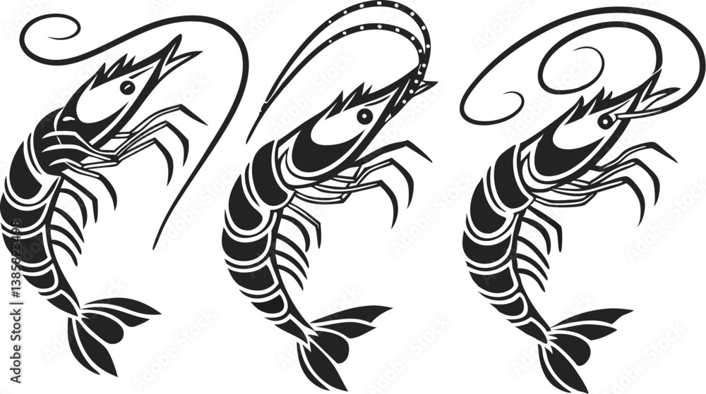 Obraz premium Shrimp silhouette vector illustration