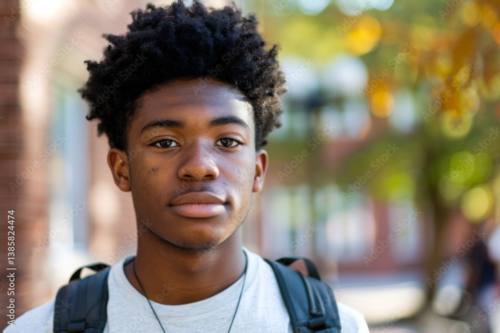 Portrait of a young african american male student on college campus Portrait of a young african american male student on college campus