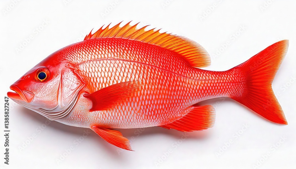 Fototapeta premium Vibrant Red Snapper: A Detailed Study in Vivid Hues