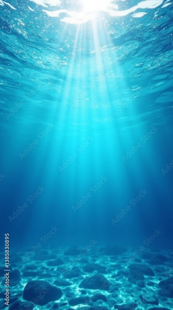 Crystal-Clear Underwater Scene Showcasing the Vibrant Blue Depths of the Ocean Crystal-Clear Underwater Scene Showcasing the Vibrant Blue Depths of the Ocean