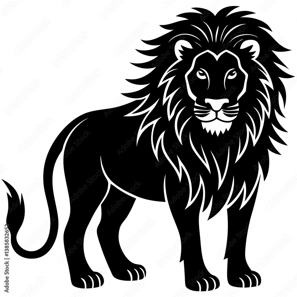 Fototapeta premium Lion Vector Illustration - Cartoon, Clipart & Line Art Design for Printable Use