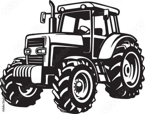 Powerful Farm Tractor Silhouette in Classic Style