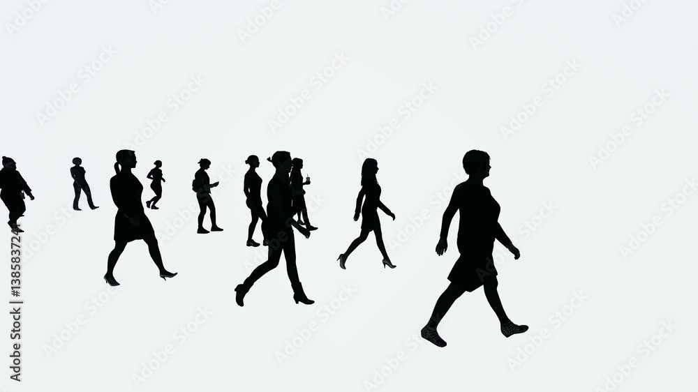 A realistic green screen render of silhouettes of a group of people, suitable for animation and design projects. A realistic green screen render of silhouettes of a group of people, suitable for animation and design projects.
