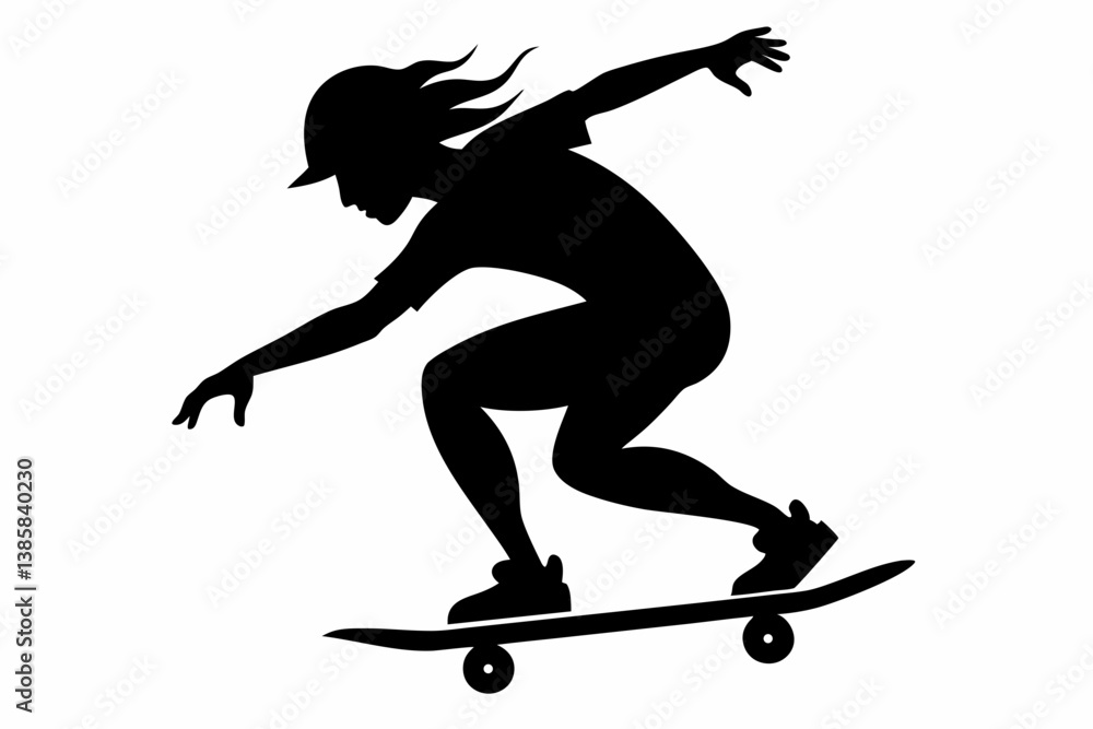 Naklejka premium skate silhouette black vector