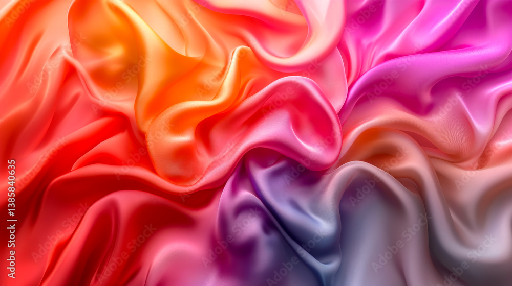 Obraz premium Smooth elegant wavy coloder silk cloth fabric material texture. Abstract elegant textile for Background