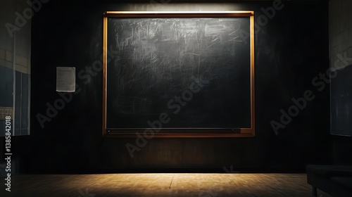 Obraz na płótnie A large wooden framed chalkboard hangs on a dark wall w salonie